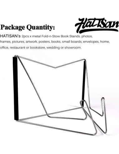 Soporte de Libros Plegable Hatisan 2 Piezas Metal Negro