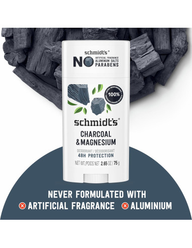 Desodorante Vegano Schmidt's Carbón y Magnesio 75 g - 24 Horas