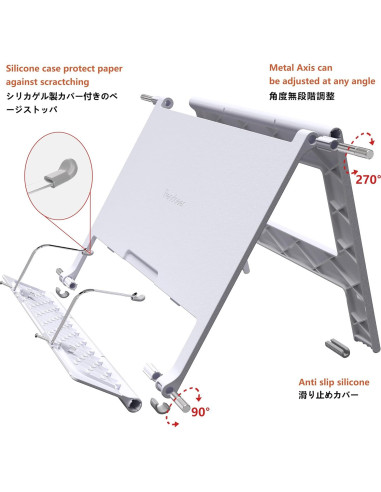 Soporte de Libro Ajustable Readaeer Blanco 30x22 cm Ligero