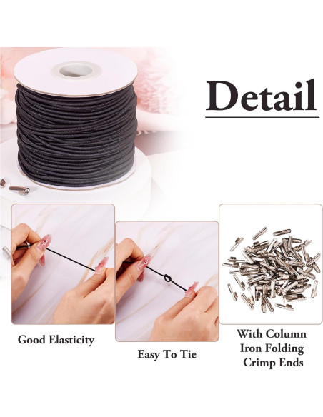 Cuerdas Elásticas Craftdady 2mm 40m con Púas Metálicas Negro Cuerdas Elásticas Craftdady 2mm 40m con Púas Metálicas Negro
