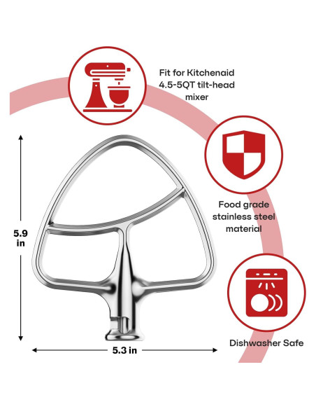 Batidor de Bisel Flexible Gvode Acero Inoxidable 4.5-5Qt KitchenAid Batidor de Bisel Flexible Gvode Acero Inoxidable 4.5-5Qt KitchenAid