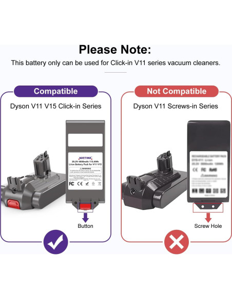 Batería de Reemplazo NASTIMA 25.2V 4500mAh para Dyson V11 Click-in Batería de Reemplazo NASTIMA 25.2V 4500mAh para Dyson V11 Click-in