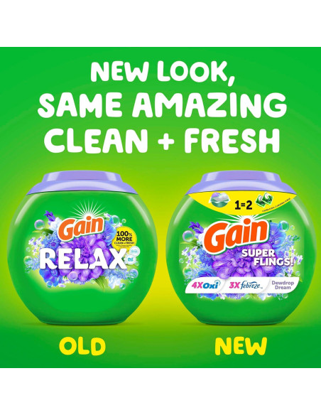 Gain Super Flings Detergente para Ropa 45 Pacs Sueño de Rocío Gain Super Flings Detergente para Ropa 45 Pacs Sueño de Rocío