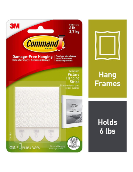 Tiras para Colgar Cuadros Command Medianas Blancas 3 Pares Tiras para Colgar Cuadros Command Medianas Blancas 3 Pares