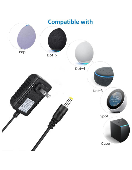 Cable de Alimentación 15W JUXINWANG para Alexa Echo Dot 1.52m Cable de Alimentación 15W JUXINWANG para Alexa Echo Dot 1.52m