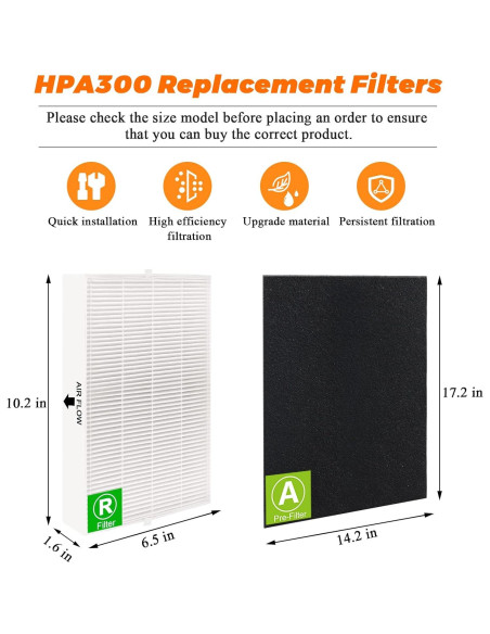 Paquete de 3 Filtros HEPA HPA300 y 6 Filtros de Carbón Blutoget Paquete de 3 Filtros HEPA HPA300 y 6 Filtros de Carbón Blutoget