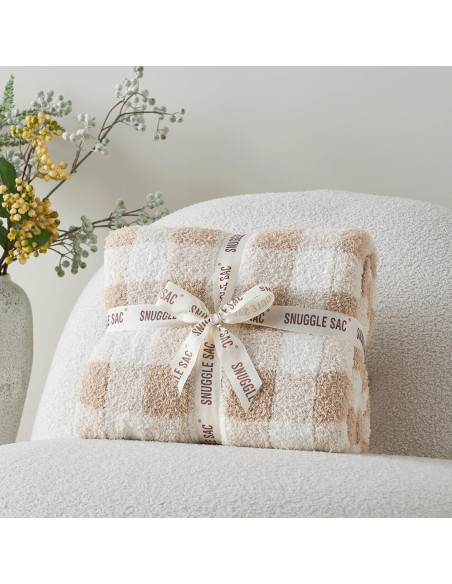 Manta de Sofá Snuggle Sac Cuadros Beige 127x152 cm Microfibra Manta de Sofá Snuggle Sac Cuadros Beige 127x152 cm Microfibra