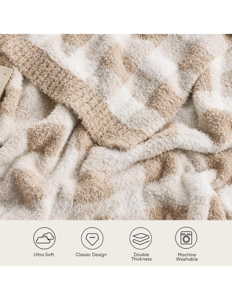 Manta de Sofá Snuggle Sac Cuadros Beige 127x152 cm Microfibra Manta de Sofá Snuggle Sac Cuadros Beige 127x152 cm Microfibra