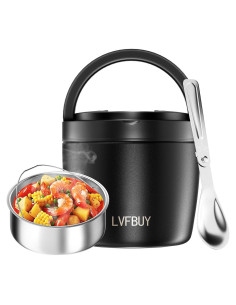 Tarro Térmico Aislado 1000ml LVFBUY - A prueba de Fugas, Negro