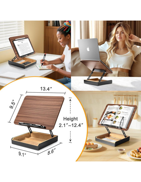 Soporte para Libros Ajustable HUMANCOZY de Madera 34x24 cm Soporte para Libros Ajustable HUMANCOZY de Madera 34x24 cm