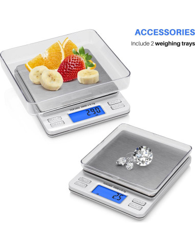 Báscula Digital de Bolsillo Smart Weigh 2000g x 0.1g LCD
