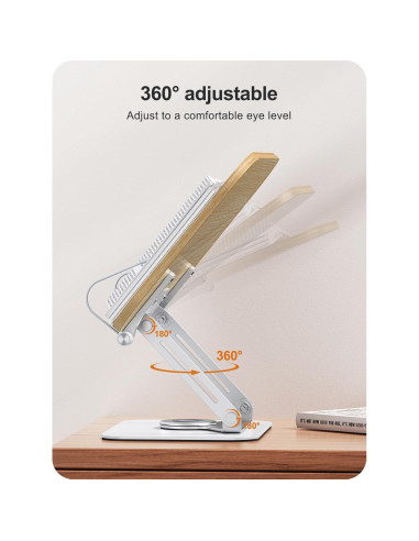 Soporte de Libro Ajustable MOKURU 360 Plegable Blanco