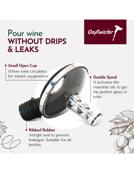 Aireador de Vino OxyTwister 2 en 1 - Vertedor Antigoteo Aireador de Vino OxyTwister 2 en 1 - Vertedor Antigoteo