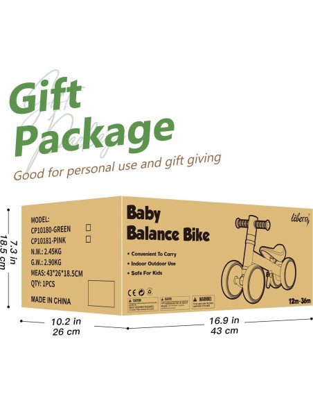 Bicicleta de Equilibrio Liberry Verde para Niños 1-3 Años Bicicleta de Equilibrio Liberry Verde para Niños 1-3 Años