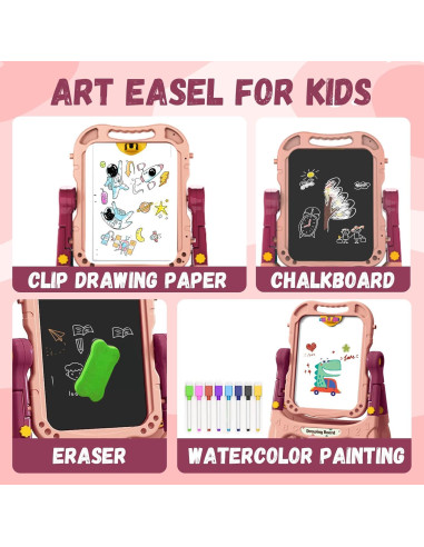 Caballete de arte ajustable Juivin para niños con pizarra magnética