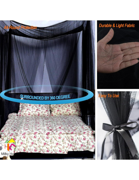 Dosel de Cama de Malla Negra Milky House 210x190 cm Dosel de Cama de Malla Negra Milky House 210x190 cm