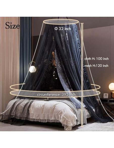 Dosel de Cama Kertnic Redondo con Mosquitero Impresión Luna Dosel de Cama Kertnic Redondo con Mosquitero Impresión Luna