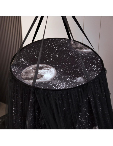 Dosel de Cama Kertnic Redondo con Mosquitero Impresión Luna