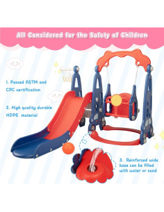 Juego de Escalera y Tobogán 3 en 1 Nyeekoy Rojo 2