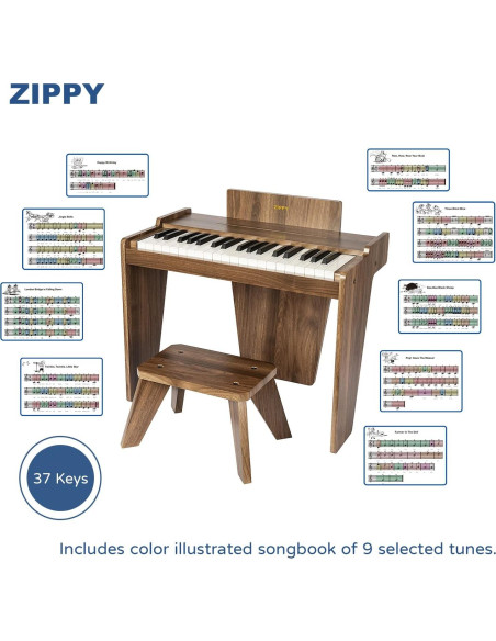 Piano Digital ZIPPY para Niños 37 Teclas Nuez Básica Piano Digital ZIPPY para Niños 37 Teclas Nuez Básica