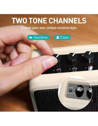 Amplificador de guitarra eléctrica EROK EK-AG-04 5W Bluetooth Beige