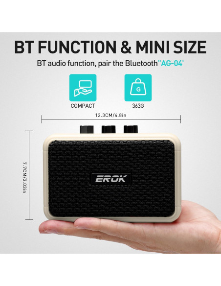Amplificador de guitarra eléctrica EROK EK-AG-04 5W Bluetooth Beige Amplificador de guitarra eléctrica EROK EK-AG-04 5W Bluetooth Beige