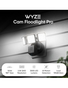 Cámara de Inundación Wyze Pro 2.5K HD, 180 Panorámica, LED 3000 lúmenes 2
