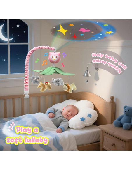 Móvil Musical para Cuna Rosa Jungla BM05 con Luces y Control Remoto Móvil Musical para Cuna Rosa Jungla BM05 con Luces y Control Remoto