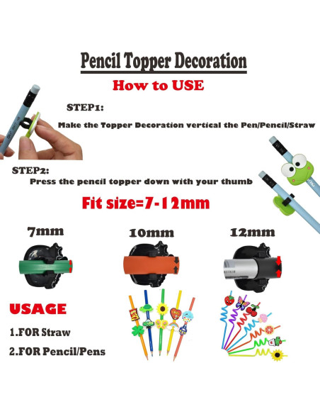 Toppers de PVC para Lápiz YEALQUE 100PCS Multicolor Toppers de PVC para Lápiz YEALQUE 100PCS Multicolor