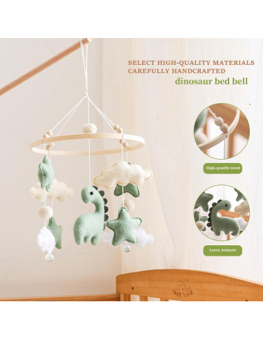 Móvil de Bebé Ceecolia Dinosaurio Verde con Nubes 24.4 cm