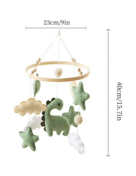 Móvil de Bebé Ceecolia Dinosaurio Verde con Nubes 24.4 cm Móvil de Bebé Ceecolia Dinosaurio Verde con Nubes 24.4 cm