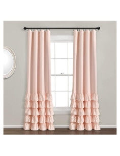 Cortina Blackout Lush Decor Allison Ruffle 100% Forrada 101.6x213.36 cm Blush