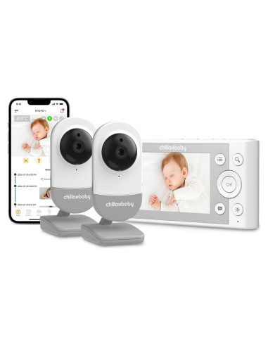 Monitor de Bebé Chillax WiFi con 2 Cámaras HD y Audio Bidireccional