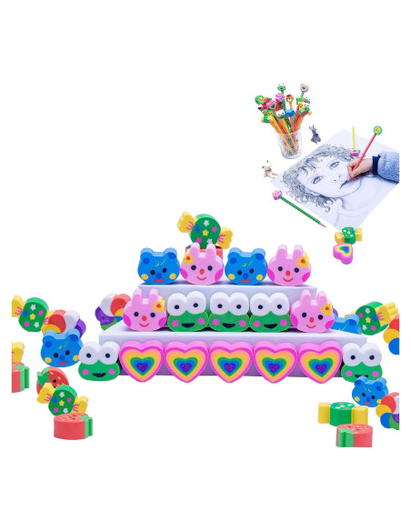 Borradores de lápiz RONDURE 35pcs en forma de corazón y animales Borradores de lápiz RONDURE 35pcs en forma de corazón y animales