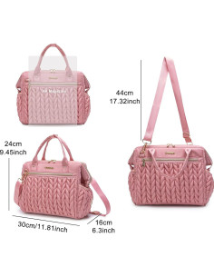 Bolsa de Pañales Mediana BHAFEM Rosa, Mochila Tote Convertible 2