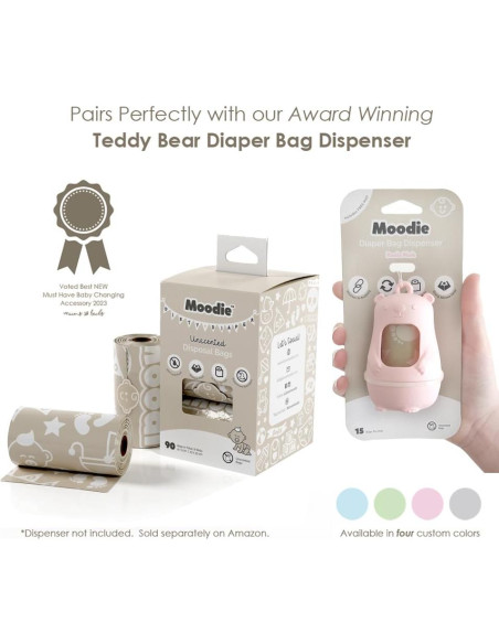 Dispensador de Bolsa de Pañales Moodie Oso de Peluche Rosado Dispensador de Bolsa de Pañales Moodie Oso de Peluche Rosado