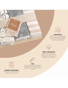 Pañales de Muselina Crane Baby - Animales del Bosque, 50x20 cm 2