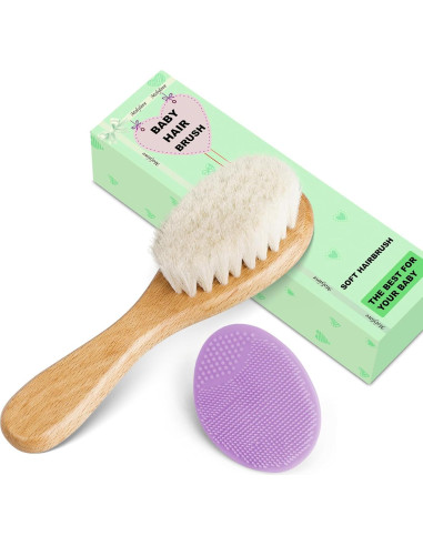 Juego de Cepillos para Bebé Molylove - 2 Piezas Madera y Silicona