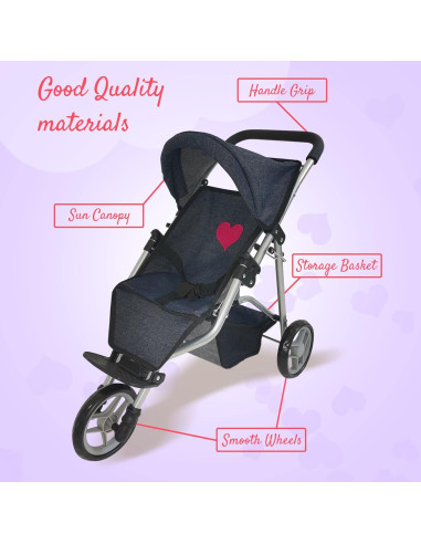 Carrito de Muñecas Denim The New York Doll 25x56x53cm