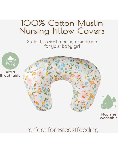 Fundas de Almohadas de Lactancia My Little Zone - 2 Piezas Muselina Algodón Rosa Floral