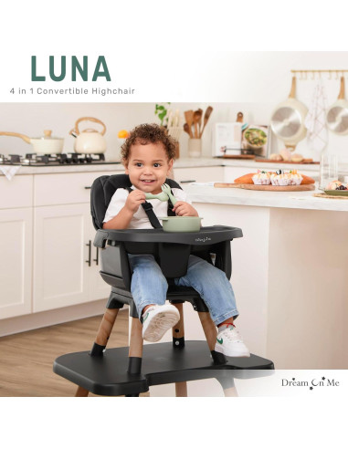 Silla Alta Convertible Dream On Me Luna 4-en-1 Negra