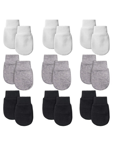 9 Pares Mitones de Algodón para Bebés 0-6 Meses Sin Rasguños