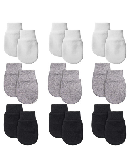 9 Pares Mitones de Algodón para Bebés 0-6 Meses Sin Rasguños 9 Pares Mitones de Algodón para Bebés 0-6 Meses Sin Rasguños