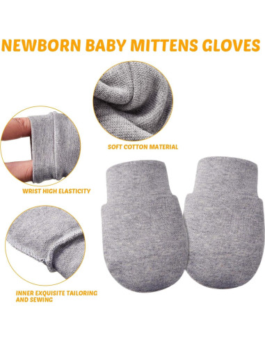 9 Pares Mitones de Algodón para Bebés 0-6 Meses Sin Rasguños