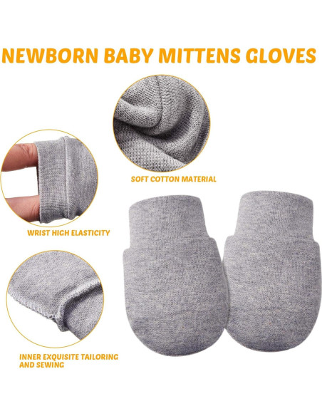 9 Pares Mitones de Algodón para Bebés 0-6 Meses Sin Rasguños 9 Pares Mitones de Algodón para Bebés 0-6 Meses Sin Rasguños