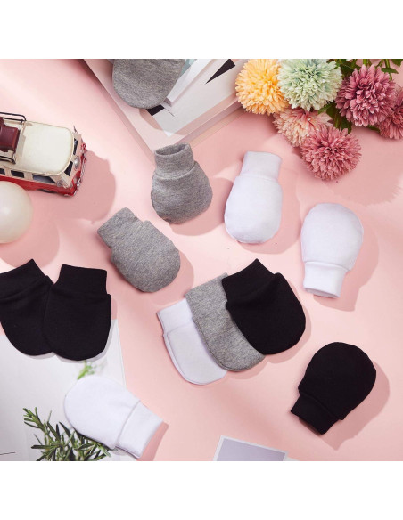 9 Pares Mitones de Algodón para Bebés 0-6 Meses Sin Rasguños 9 Pares Mitones de Algodón para Bebés 0-6 Meses Sin Rasguños