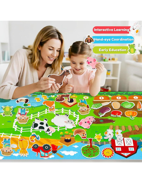 Juego de Tablero de Fieltro Peacurh 38 Piezas Granja 109x71cm Juego de Tablero de Fieltro Peacurh 38 Piezas Granja 109x71cm