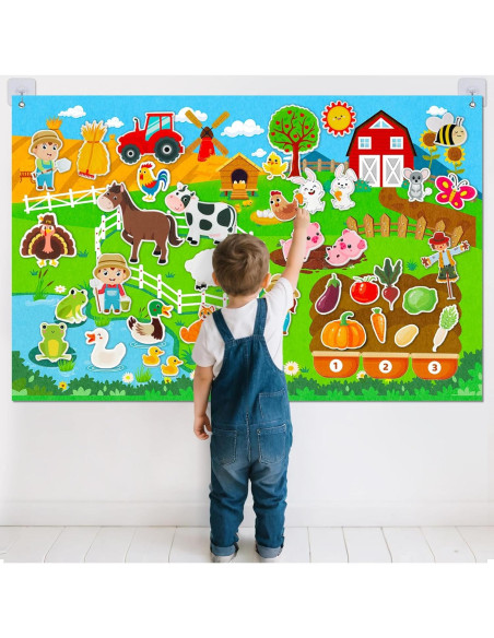 Juego de Tablero de Fieltro Peacurh 38 Piezas Granja 109x71cm Juego de Tablero de Fieltro Peacurh 38 Piezas Granja 109x71cm