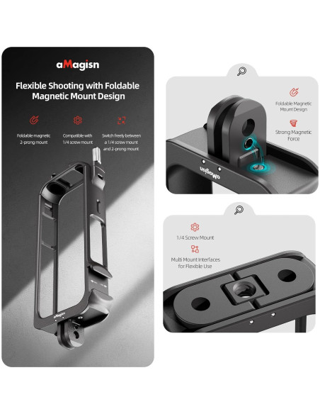 Jaula Protectora de Aluminio Rszfnjxry para Insta360 X3 Jaula Protectora de Aluminio Rszfnjxry para Insta360 X3