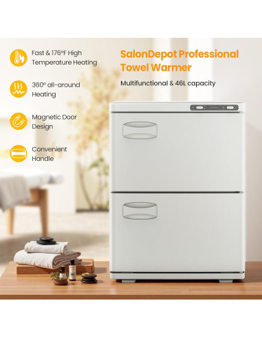Calentador de Toallas SalonDepot KD-45 46L Doble Gabinete Blanco